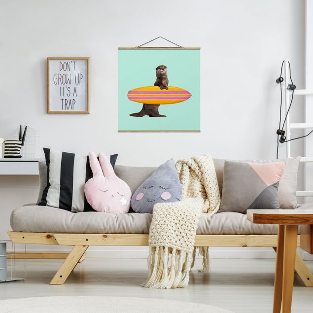 Kids room decor Otter With Surfboard