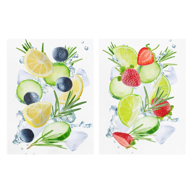 Print on canvas - Berries And Citrus Ice Spash