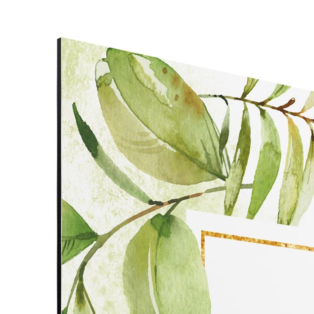 Green canvas wall art Famiy Is Forever In Golden Frame With Palm Fronds