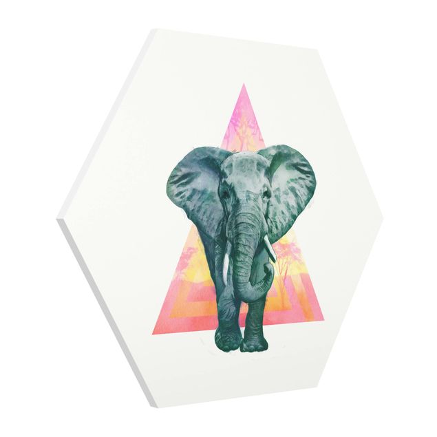 Animal canvas Illustration Elephant Front Triangle Painting