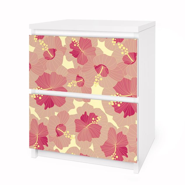 Self adhesive furniture covering Yellow Hibiscus Flower pattern