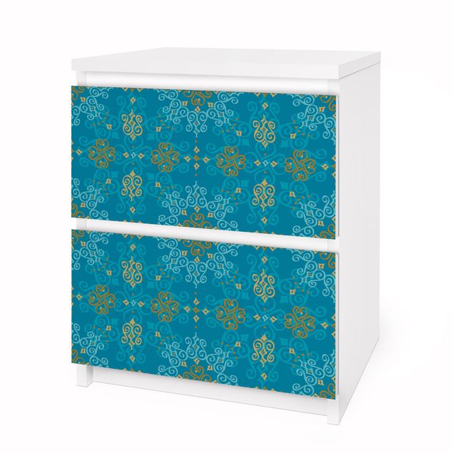 Self adhesive furniture covering Oriental Ornament Turquoise