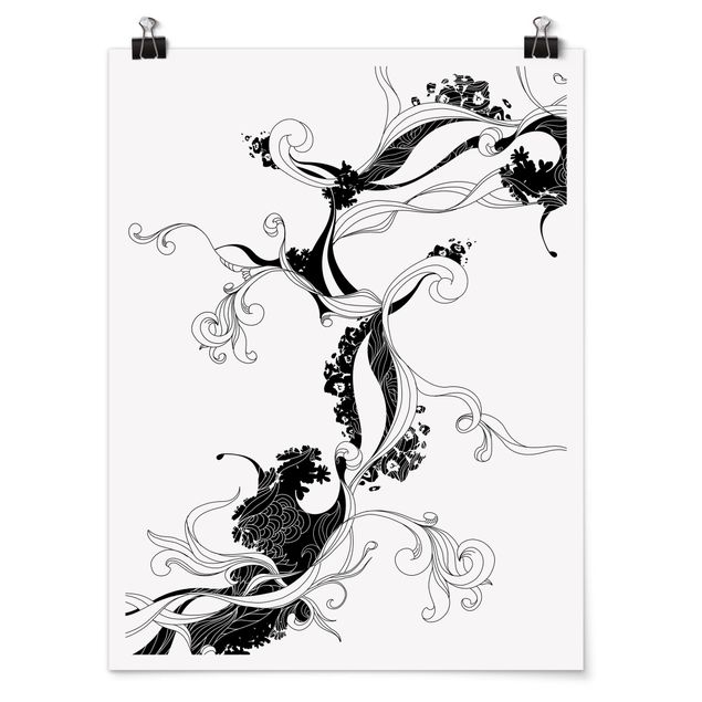 Black and white poster prints Tendril In Ink