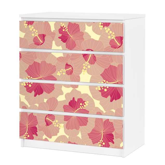 Self adhesive furniture covering Yellow Hibiscus Flower pattern