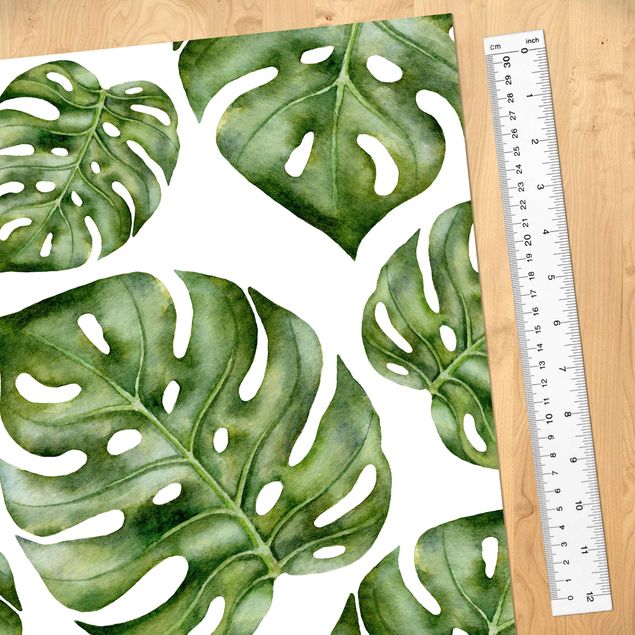 Adhesive films for furniture table Watercolour Monstera Leaves