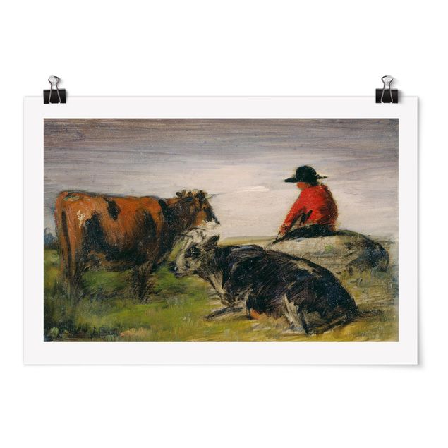 Art posters Wilhelm Busch - Shepherd with Cows