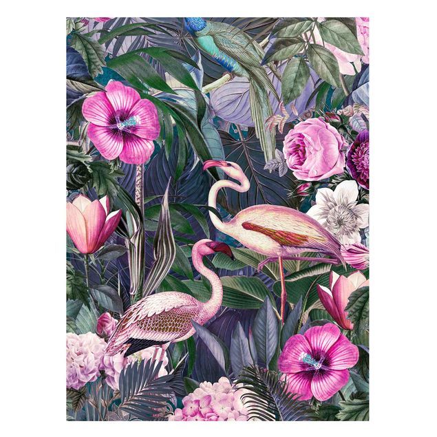 Magnet boards flower Colourful Collage - Pink Flamingos In The Jungle