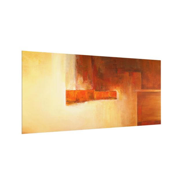 Glass splashback abstract Petra Schüßler - Balance Orange Brown