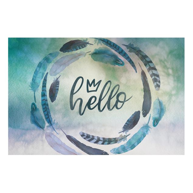 Magnet boards sayings & quotes Hello Crown Watercolour With Feathers