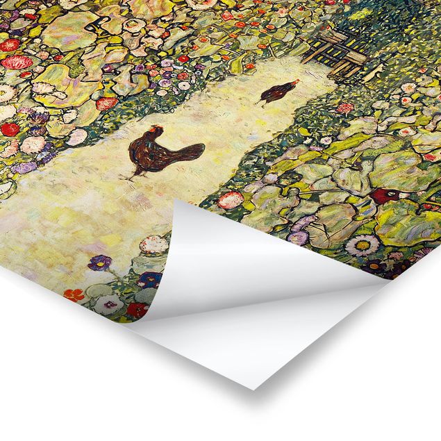Prints floral Gustav Klimt - Garden Path with Hens