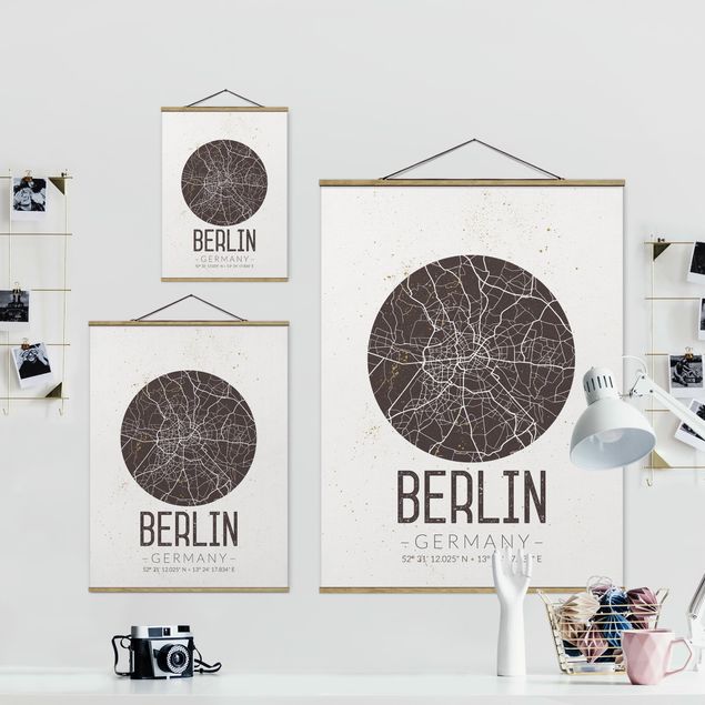 Prints brown City Map Berlin - Retro