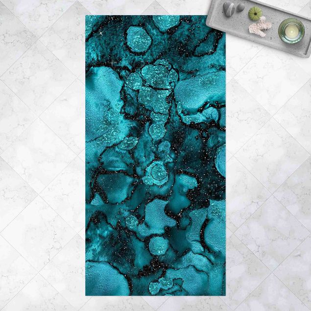 Outdoor rugs Turquoise Drop With Glitter