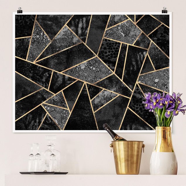 Art posters Grey Triangles Gold