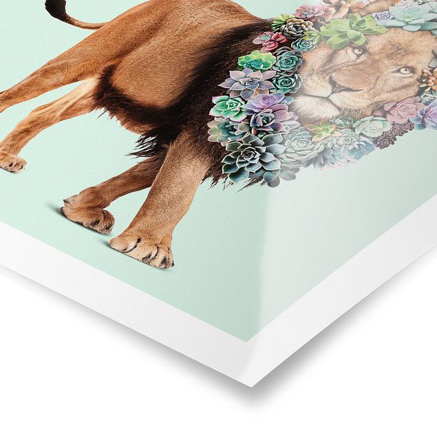 Art posters Lion With Succulents