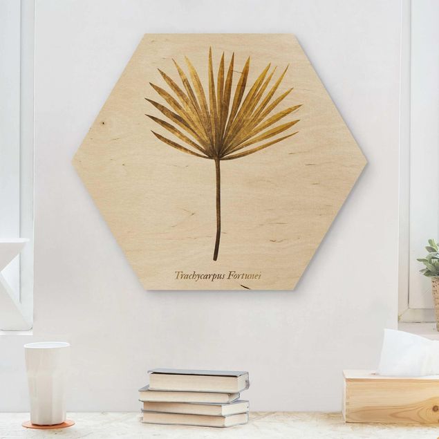 Wood prints flower Gold - Palm Leaf