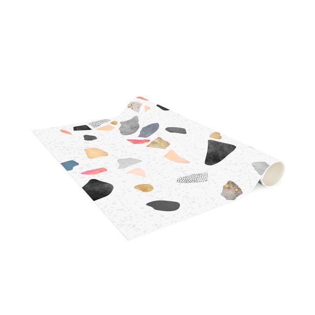 Modern rugs White Terrazzo With Gold Stones