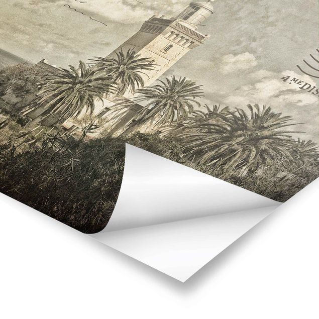 Prints Lighthouse And Palm Trees - Vintage Postcard