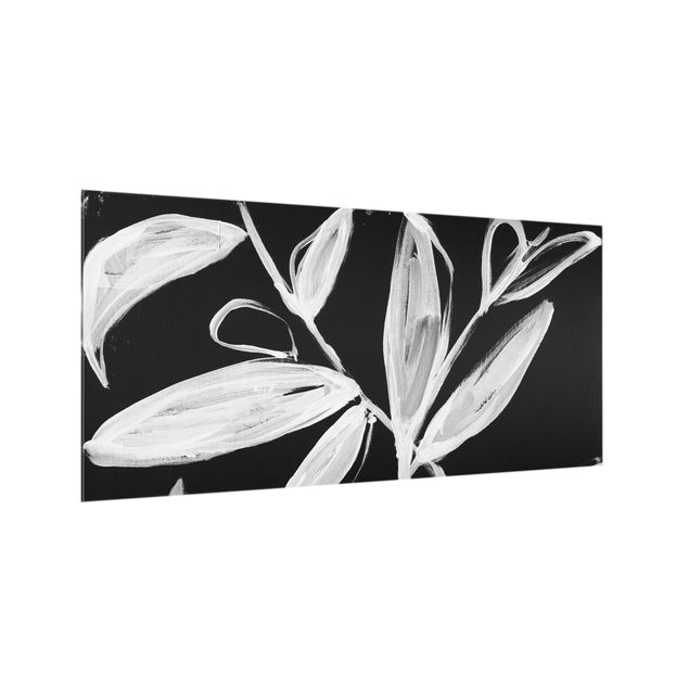 Glass splashback abstract Painted Leaves On Black
