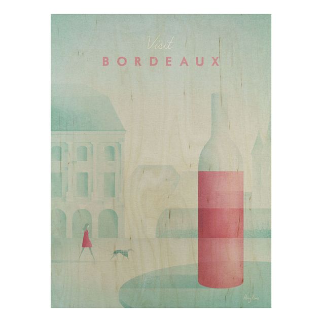 Wood prints vintage Travel Poster - Bordeaux