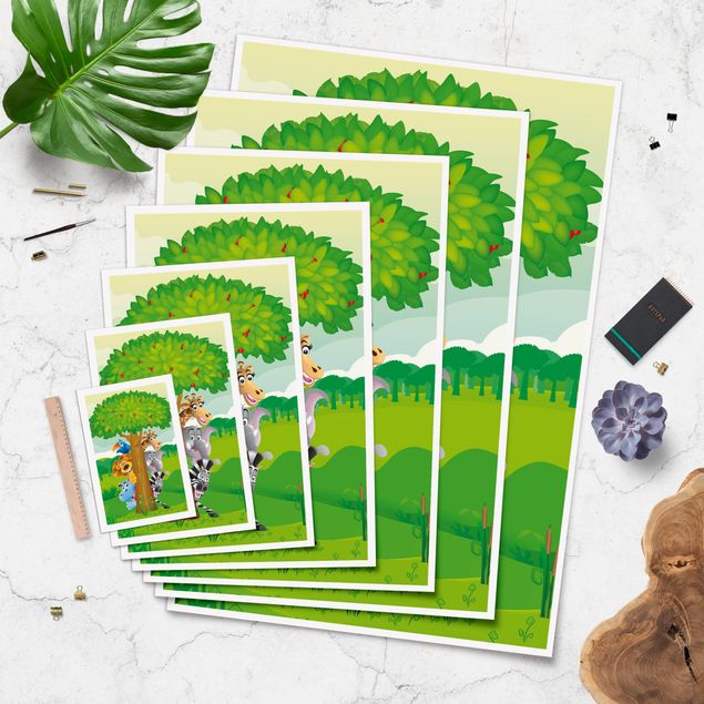 Prints trees No.BF1 Jungle Animals