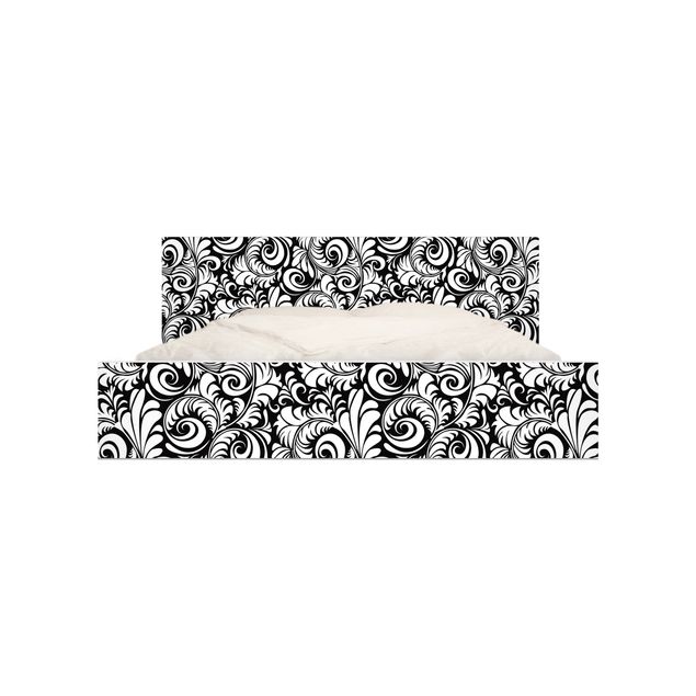 Adhesive films black and white Black And White Leaves Pattern