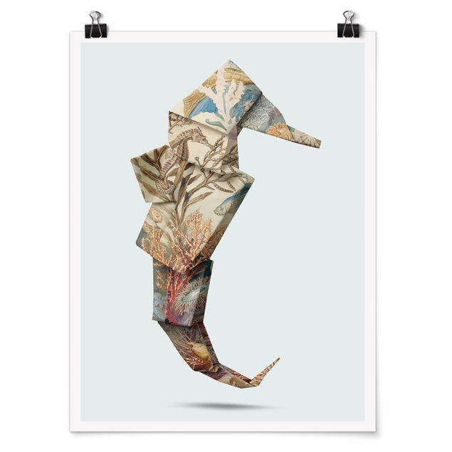 Art posters Origami Seahorse