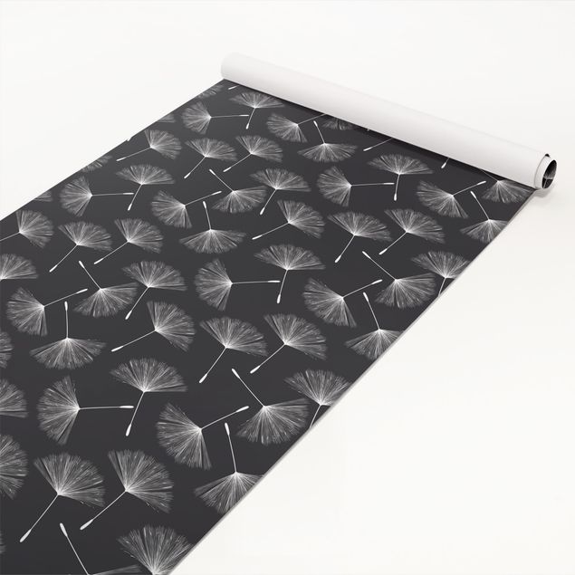 Adhesive films for furniture patterns Dandelion Pattern White Dark Grey