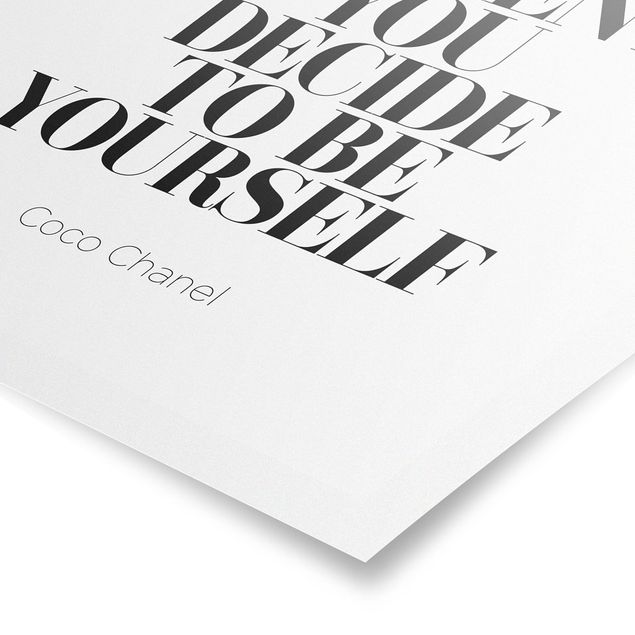 Black and white wall art Be Yourself Coco Chanel