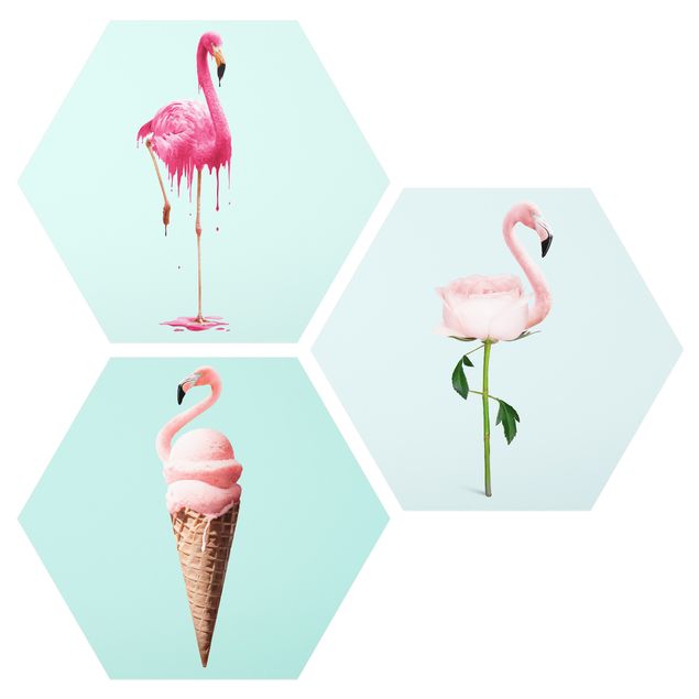 Modern art prints Flamingo Set