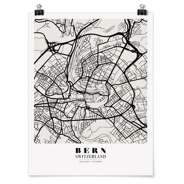 Quote wall art Bern City Map - Classical