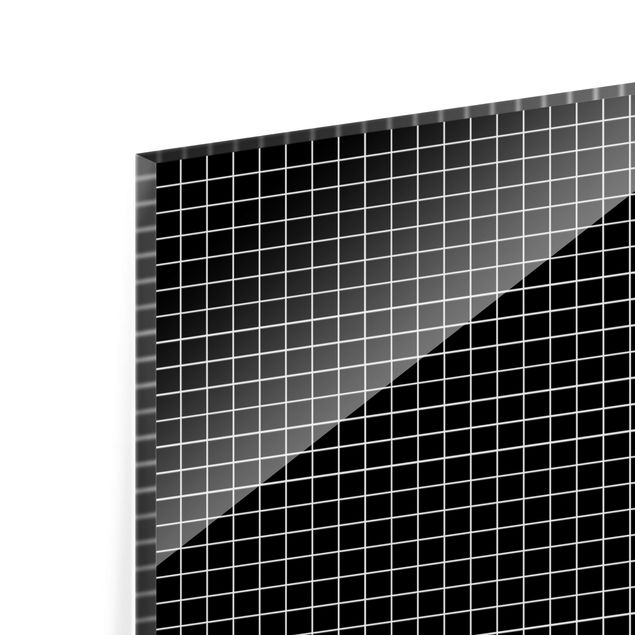 Glass Splashback - Mosaic Tiles Black Matt - Panoramic