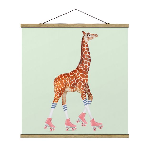 Art posters Giraffe With Roller Skates