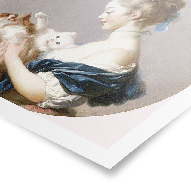 Canvas art Jean Honoré Fragonard - Girl playing with a Dog and a Cat
