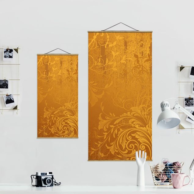 Fabric print with posters hangers Golden Flora