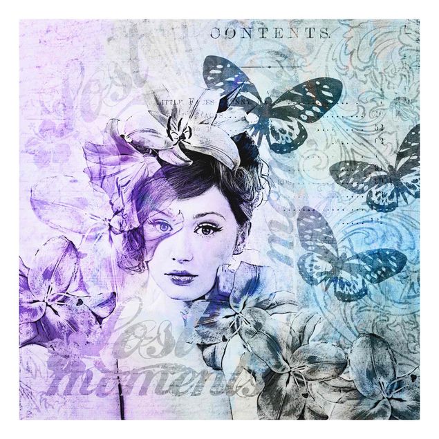 Butterfly print Shabby Chic Collage - Portrait With Butterflies