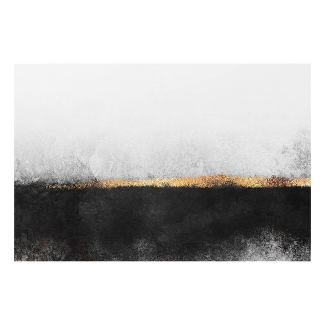 Glass splashback abstract Abstract Golden Horizon Black And White