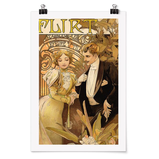 Canvas art Alfons Mucha - Advertising Poster For Flirt Biscuits