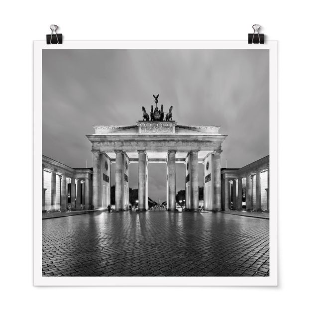Posters black and white Illuminated Brandenburg Gate II