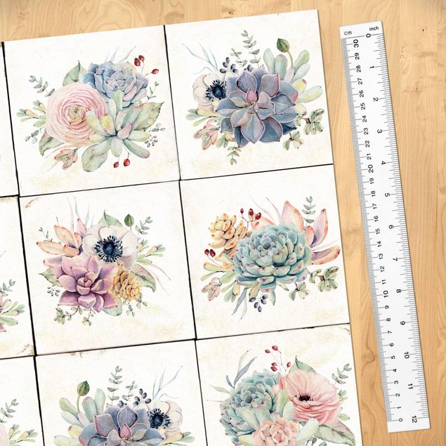 Self adhesive film Watercolour Flowers Cottage