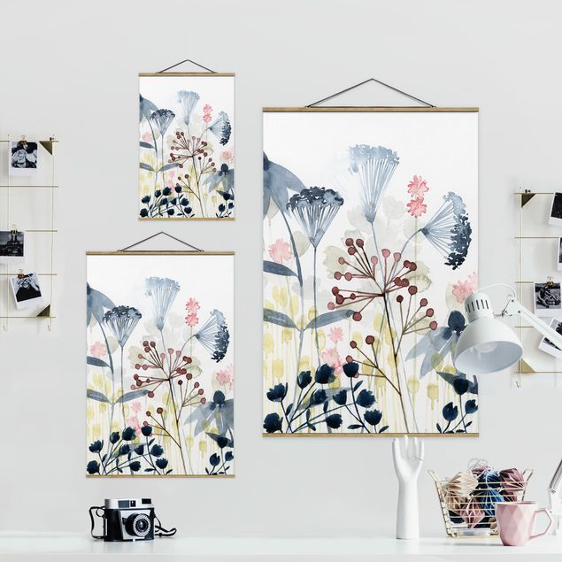 Fabric print with posters hangers Wildflower Watercolour I