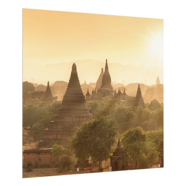Glass splashback kitchen landscape Sun Setting Over Bagan