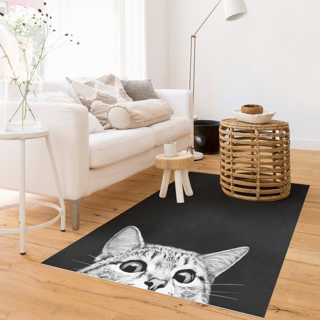 outdoor mat Illustration Cat Black And White Drawing