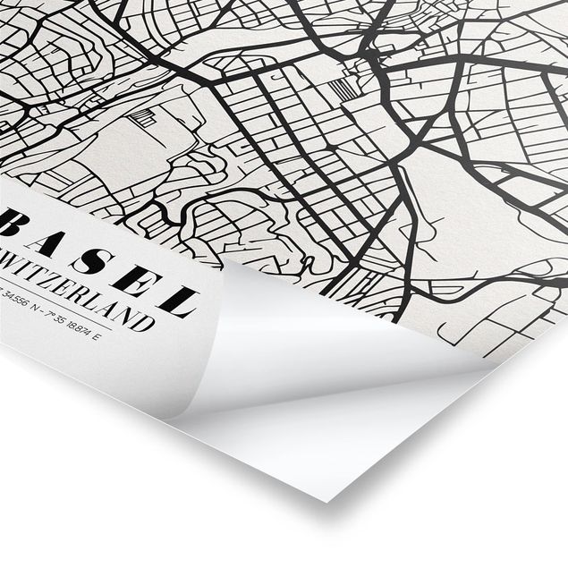 Poster print Basel City Map - Classic