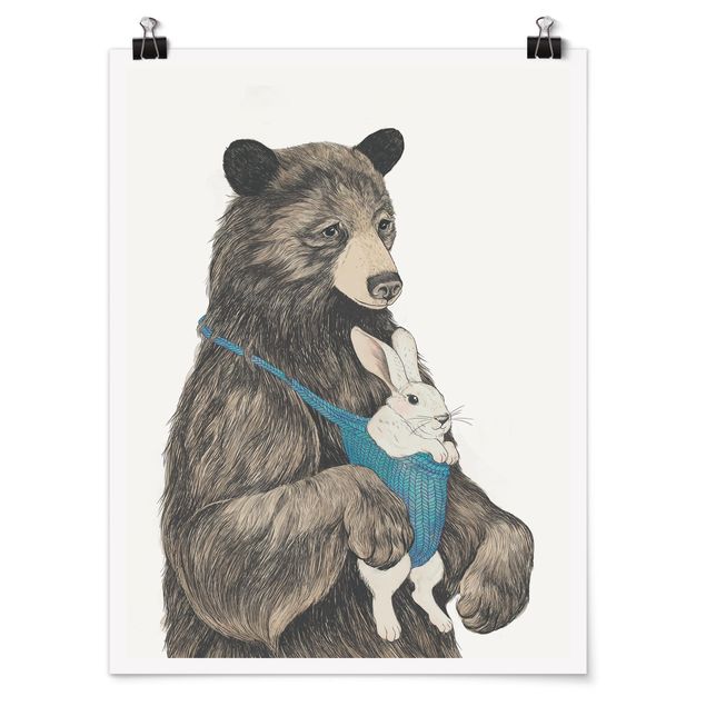 Art posters Illustration Bear And Bunny Baby