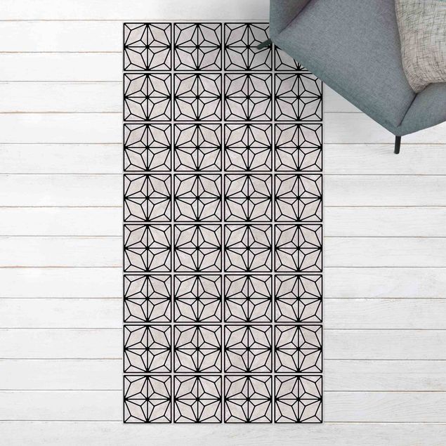 Outdoor rugs Tile Pattern Star Geometry Black