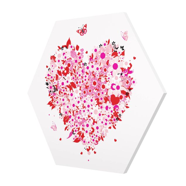 Pink wall art Floral Retro Heart