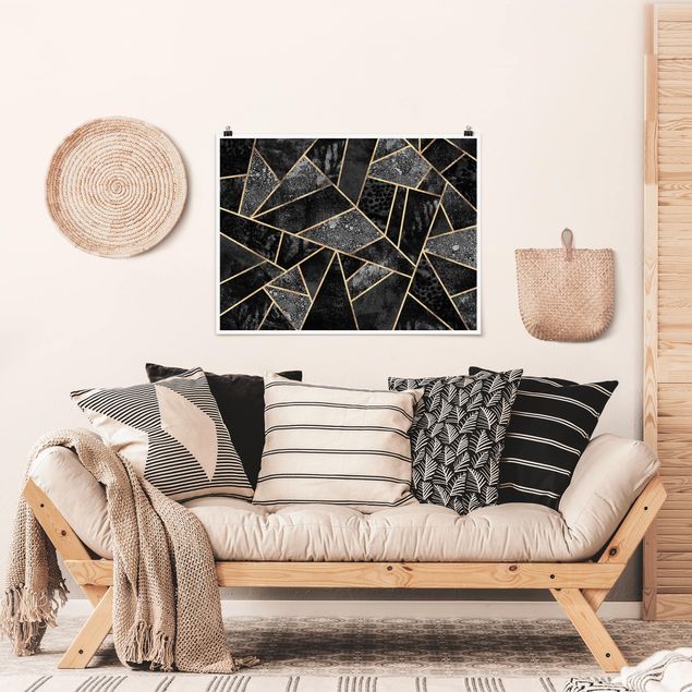 Art posters Grey Triangles Gold