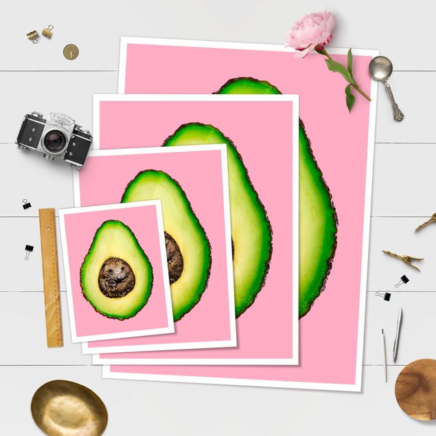 Poster print Avocado With Hedgehog