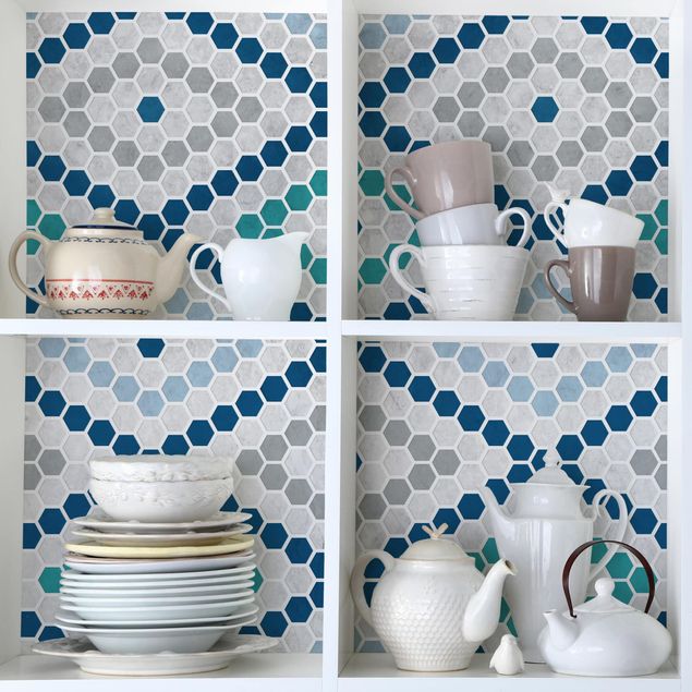 Kitchen Moroccan Tile Pattern Turquoise Blue