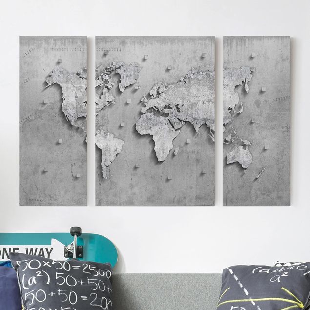 Canvas stone Concrete World Map